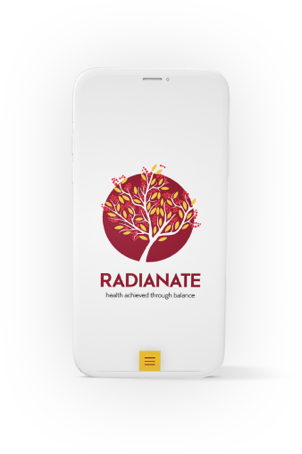 Phone displaying the website of the company Radianate